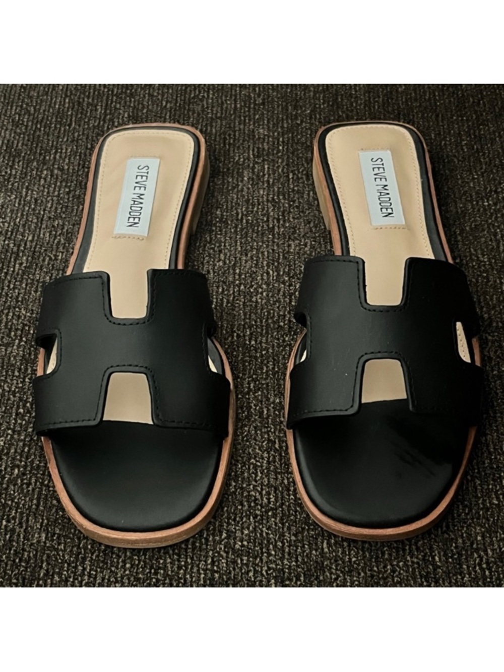 Steve Madden Black Slide Sandals